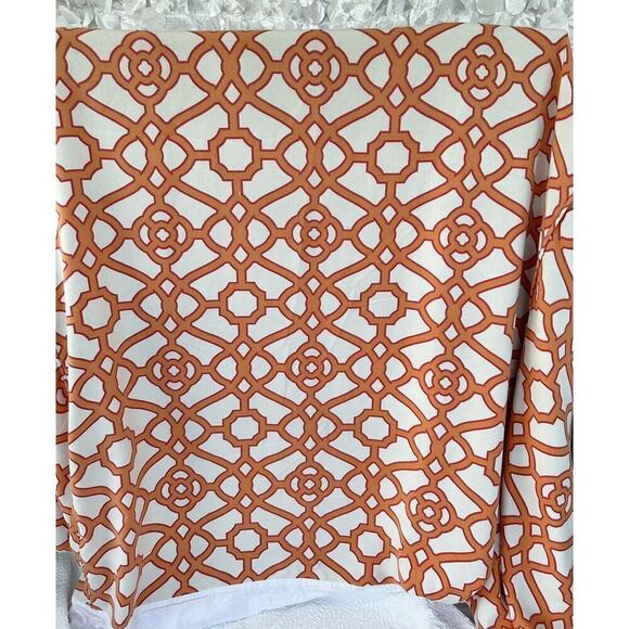 King Duvet Cotton Cream Orange Lattice Chain link MODERN 1 Sham Hand Made - Picture 5 of 9